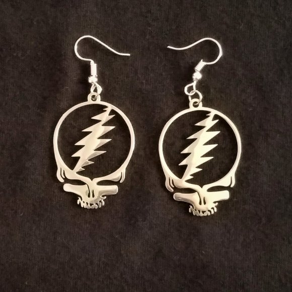 3 Piece Grateful Dead Steal Your Face Gift Set Earrings, Bracelet & Necklace - Picture 5 of 8